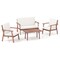 4 Piece Outdoor Acacia Wood Conversation Set With Soft Seat And Back Cushions